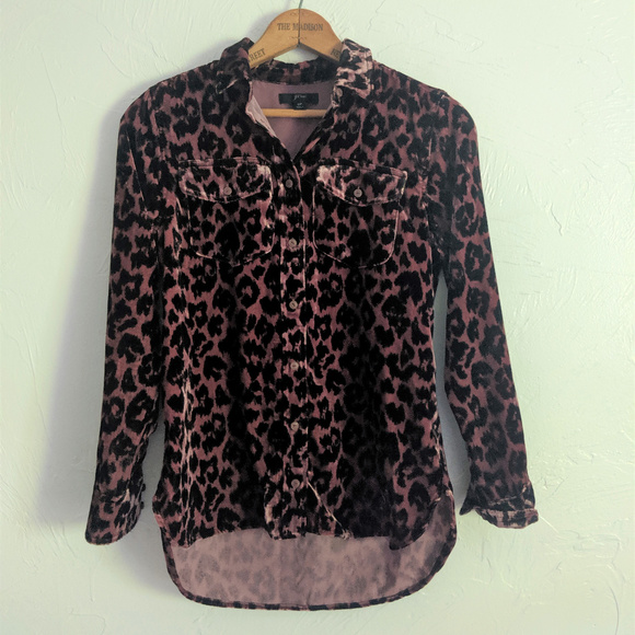 J. Crew | Petite Shirt in Drapey Velvet Leopard - Picture 5 of 8